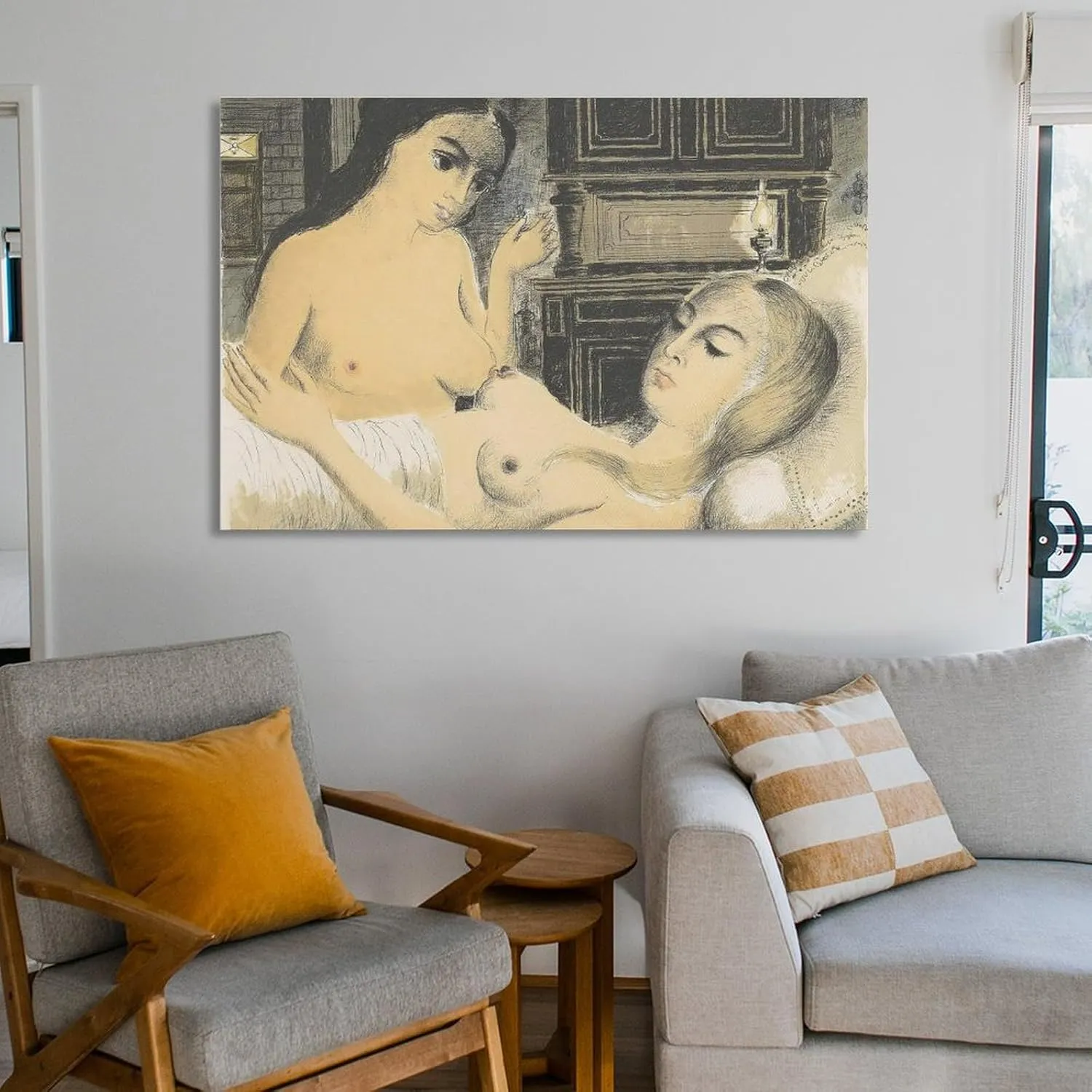 Paul Delvaux Posters Print SLEEP Wall Art Picture Painting Poster Canvas Print Posters Artworks Bedroom Living Room Decor 16x24inch(40x60cm)
