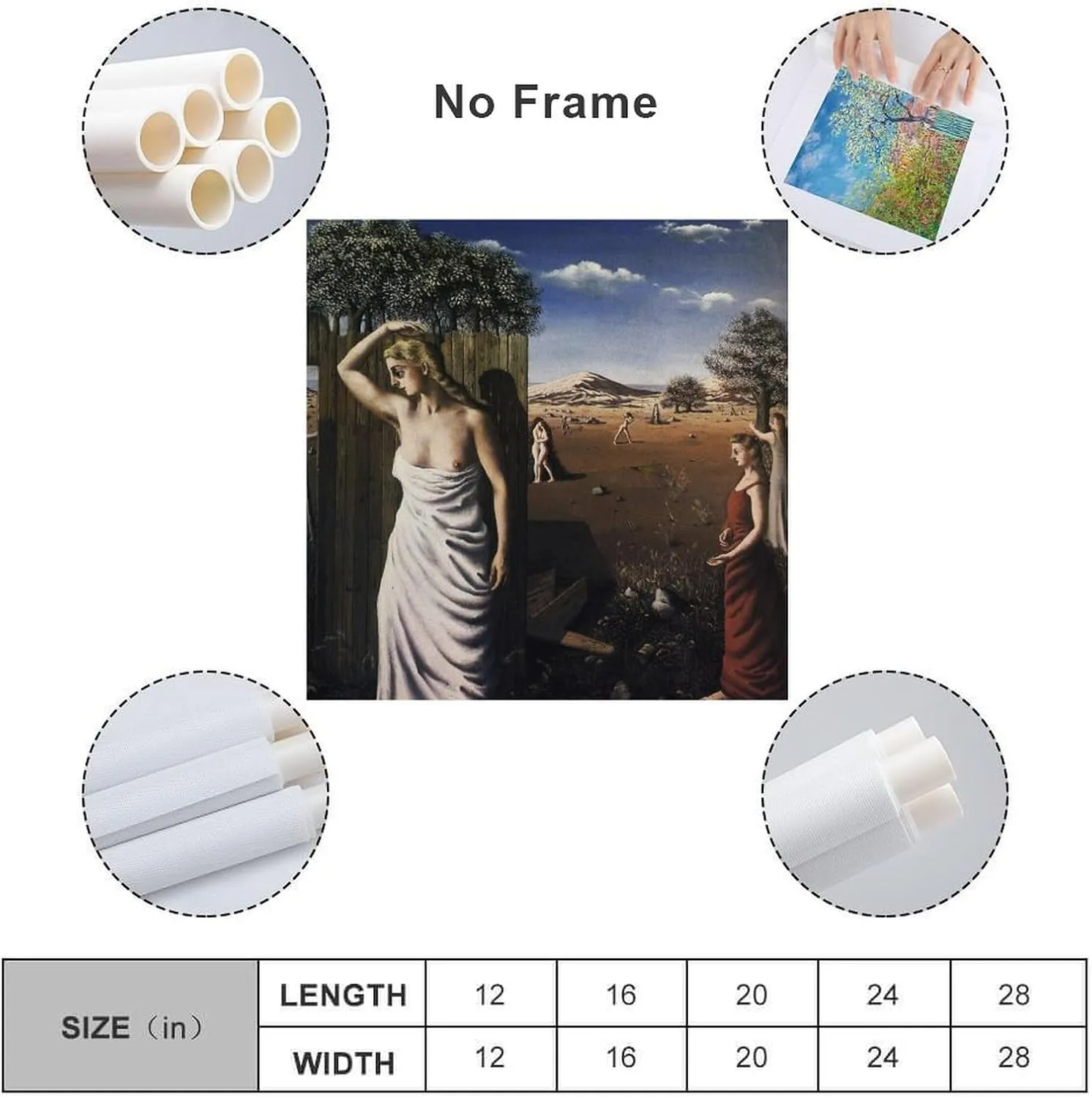 Paul Delvaux Posters Print The Summer Art Poster Canvas Painting Decor Wall Print Photo Gifts Home Modern Decorative Posters Framed/Unframed 16x16inch(40x40cm)