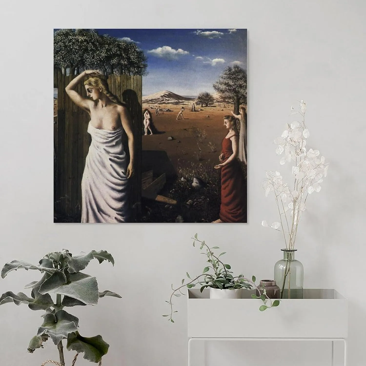 Paul Delvaux Posters Print The Summer Art Poster Canvas Painting Decor Wall Print Photo Gifts Home Modern Decorative Posters Framed/Unframed 16x16inch(40x40cm)