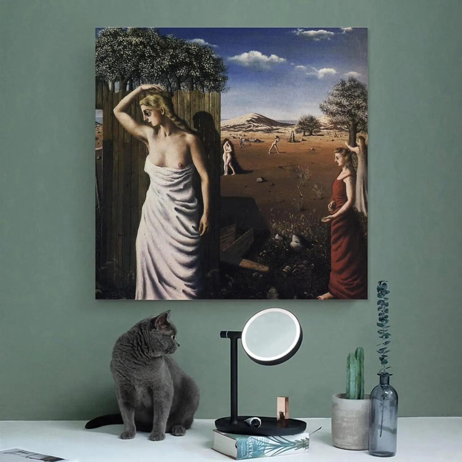 Paul Delvaux Posters Print The Summer Art Poster Canvas Painting Decor Wall Print Photo Gifts Home Modern Decorative Posters Framed/Unframed 16x16inch(40x40cm)