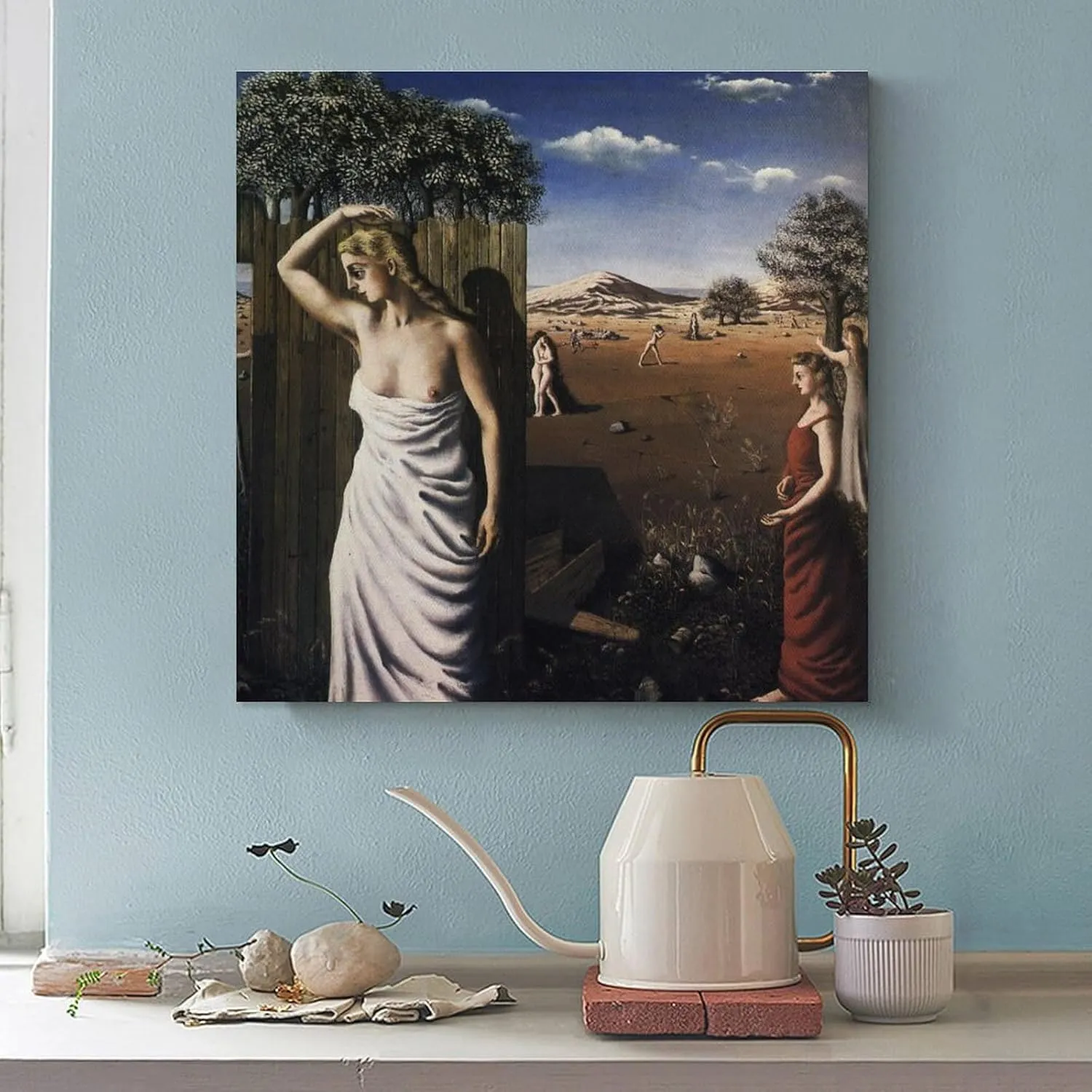 Paul Delvaux Posters Print The Summer Art Poster Canvas Painting Decor Wall Print Photo Gifts Home Modern Decorative Posters Framed/Unframed 16x16inch(40x40cm)