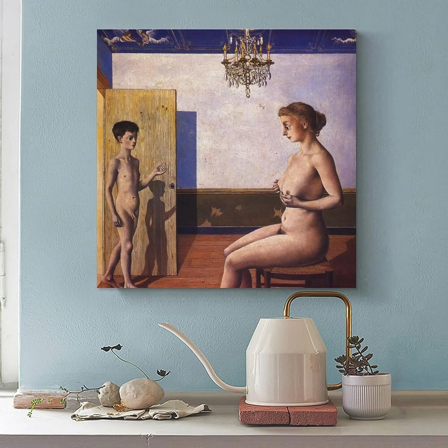 Paul Delvaux Posters Print The Tour Wall Art Poster Gifts Bedroom Prints Home Decor Hanging Picture Canvas Painting Posters 16x16inch(40x40cm)