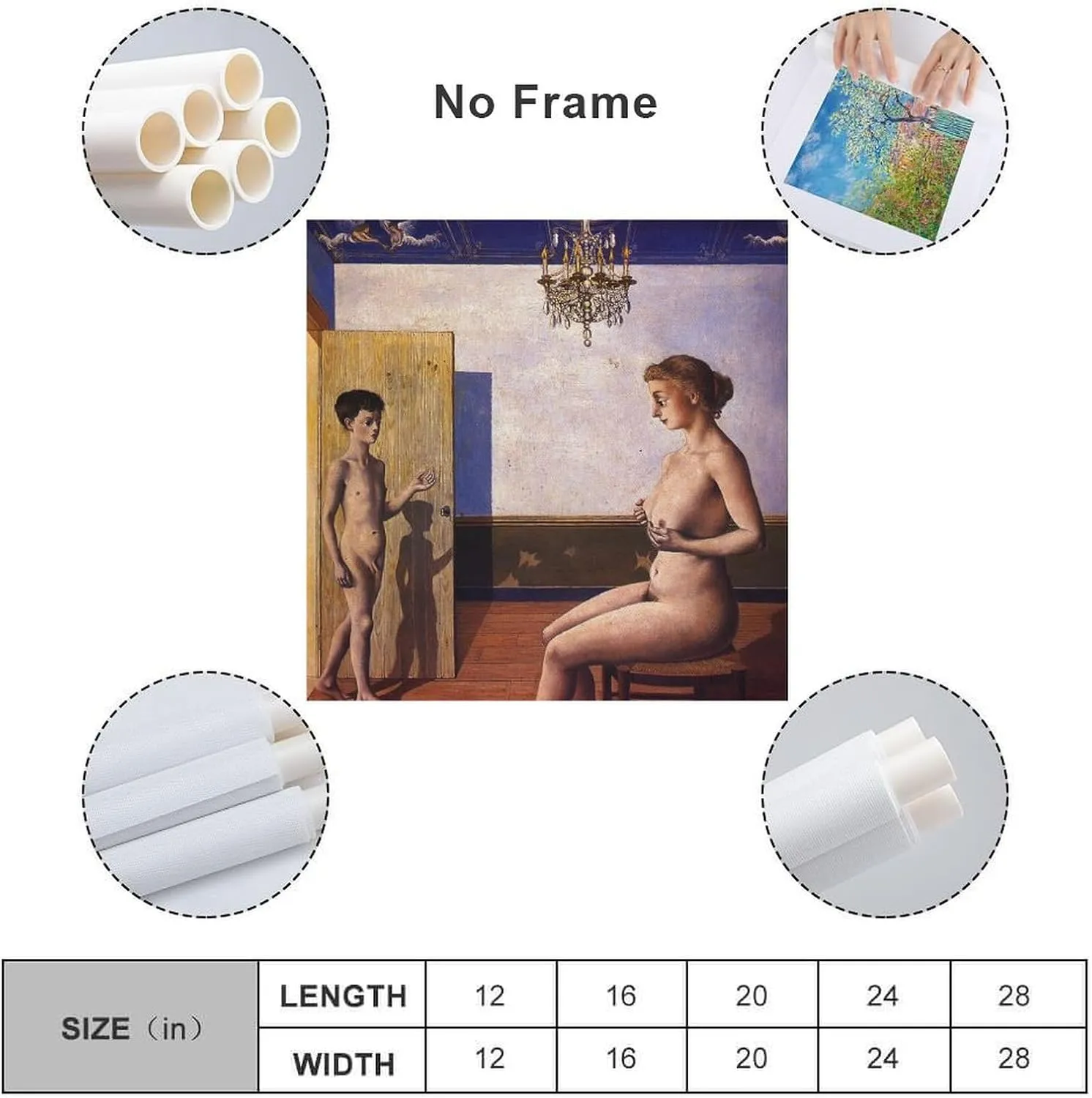 Paul Delvaux Posters Print The Tour Wall Art Poster Gifts Bedroom Prints Home Decor Hanging Picture Canvas Painting Posters 16x16inch(40x40cm)