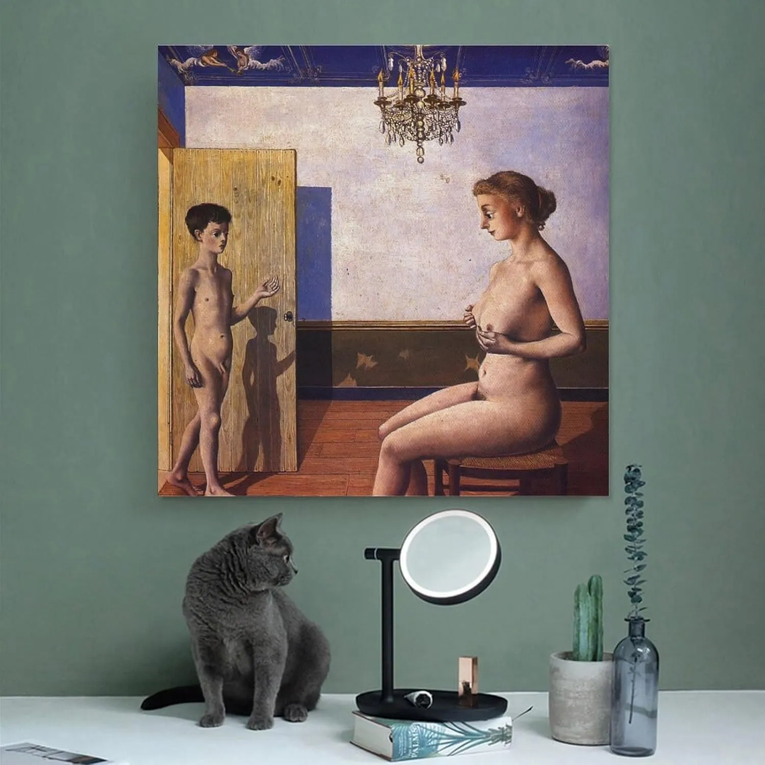 Paul Delvaux Posters Print The Tour Wall Art Poster Gifts Bedroom Prints Home Decor Hanging Picture Canvas Painting Posters 16x16inch(40x40cm)