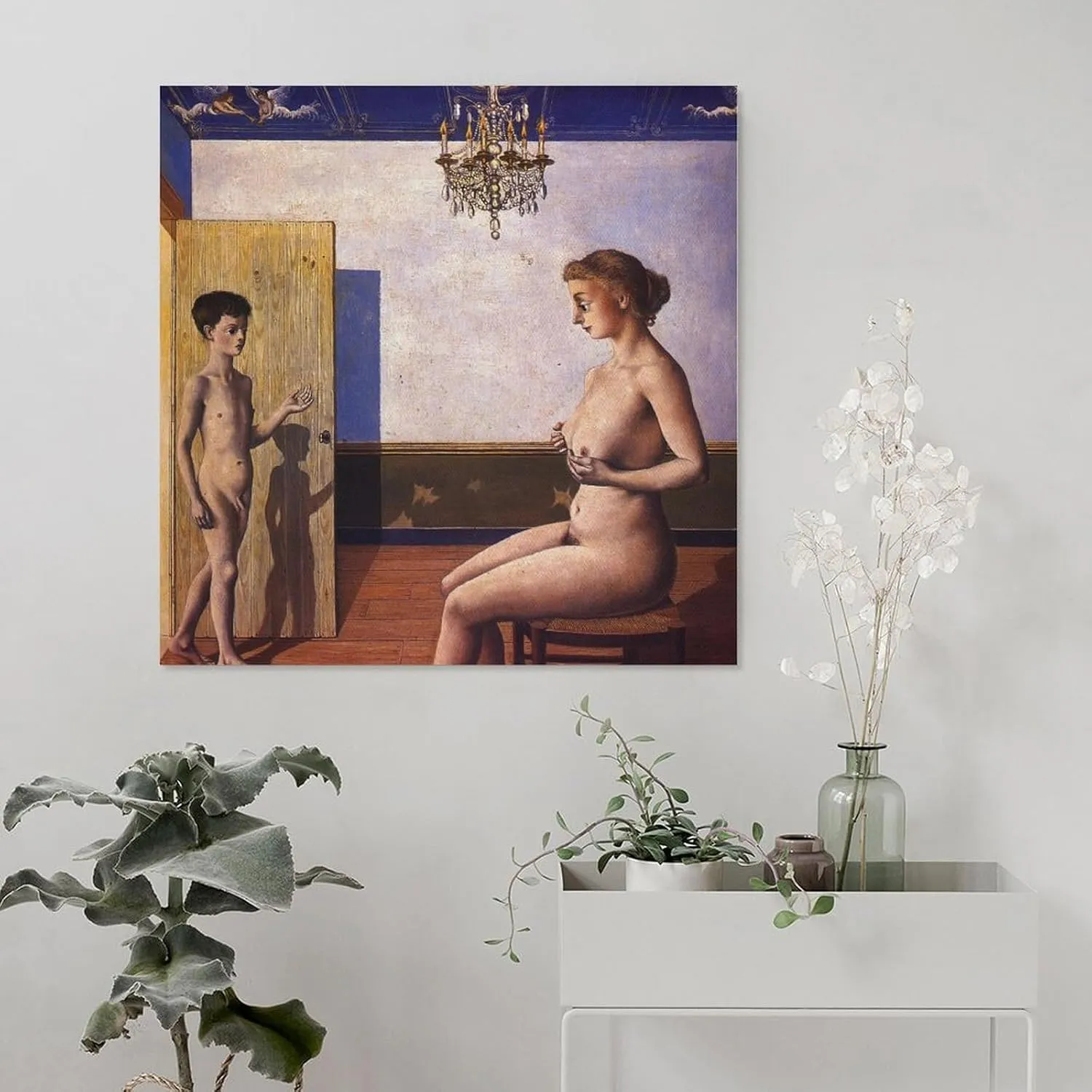 Paul Delvaux Posters Print The Tour Wall Art Poster Gifts Bedroom Prints Home Decor Hanging Picture Canvas Painting Posters 16x16inch(40x40cm)