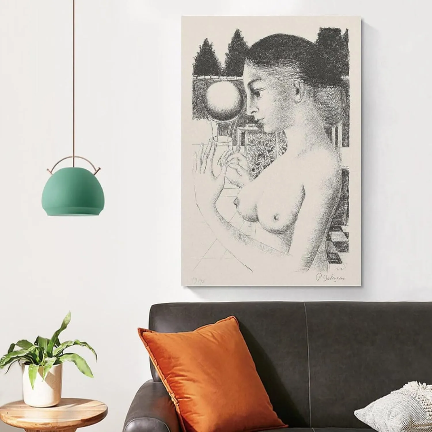 Paul Delvaux Posters Print WOMAN WITH BALL Canvas Poster Wall Art Picture Prints Hanging Photo Gift Idea Decor Home Posters Artworks 16x24inch(40x60cm)