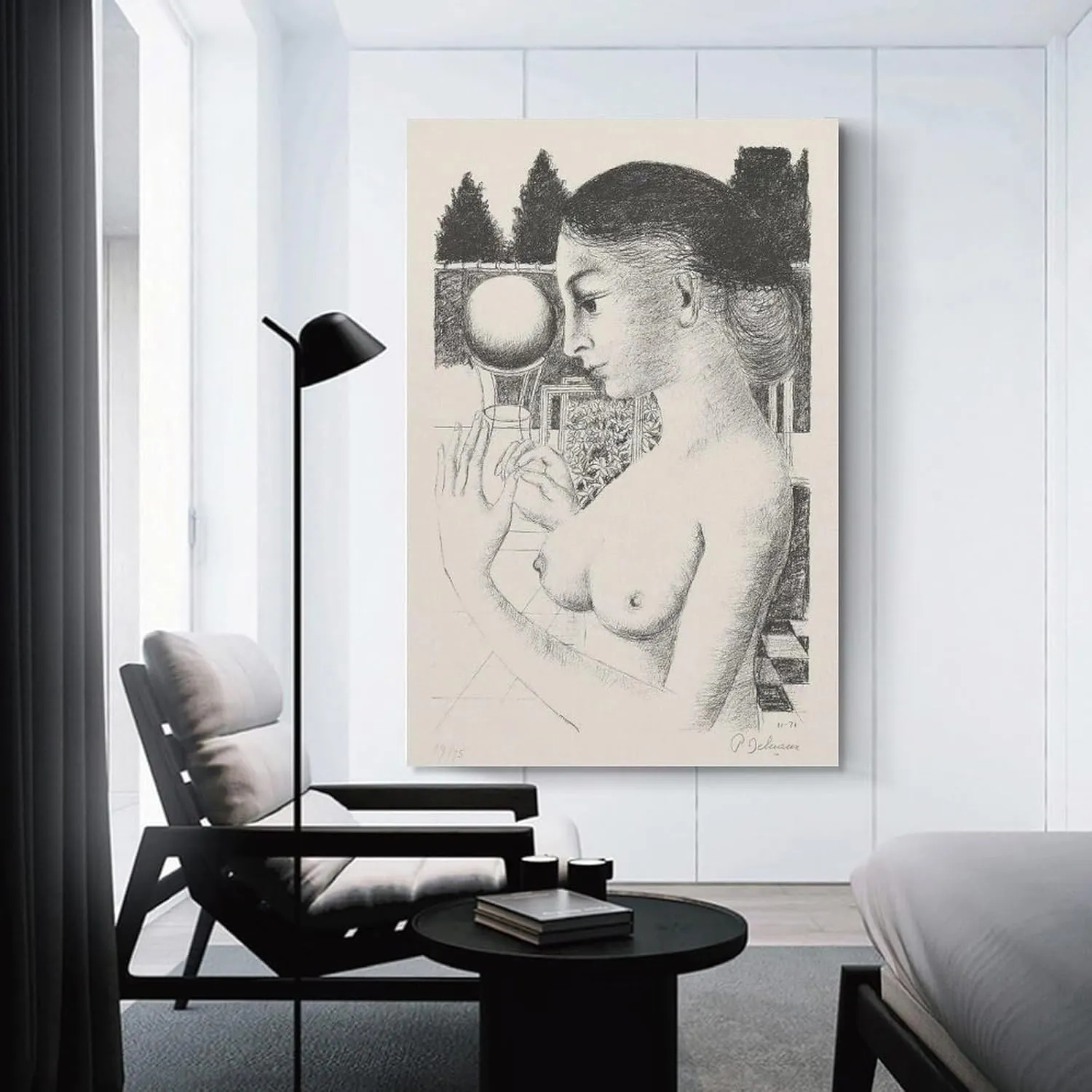 Paul Delvaux Posters Print WOMAN WITH BALL Canvas Poster Wall Art Picture Prints Hanging Photo Gift Idea Decor Home Posters Artworks 16x24inch(40x60cm)