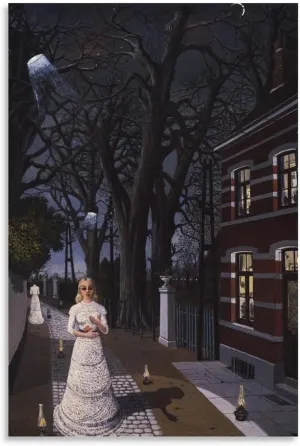 Paul Delvaux Print Painting All The Lights Wall Art Poster Scroll Canvas Painting Picture Living Room Decor Home Framed/Unframed 20x30inch(50x75cm)