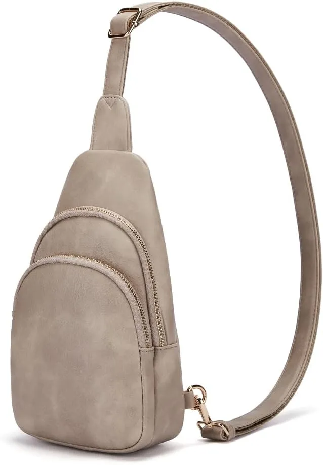 pclove Sling Bag Crossbody Bags for Women Trendy Fanny Packs for women cross bady bag women belt bag anti theft small backpack purses for women Vegan Leather Chest Bag travel purse Grey