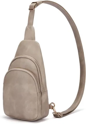 pclove Sling Bag Crossbody Bags for Women Trendy Fanny Packs for women cross bady bag women belt bag anti theft small backpack purses for women Vegan Leather Chest Bag travel purse Grey