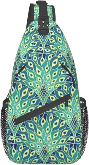 Peacock Crossbody Bag Women Shoulder Bag Backpack Cute Sling Bag Chest Casual Daypack Feather Bag Outdoor