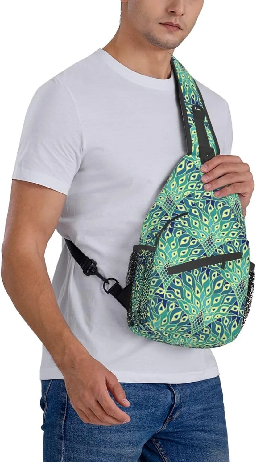 Peacock Crossbody Bag Women Shoulder Bag Backpack Cute Sling Bag Chest Casual Daypack Feather Bag Outdoor