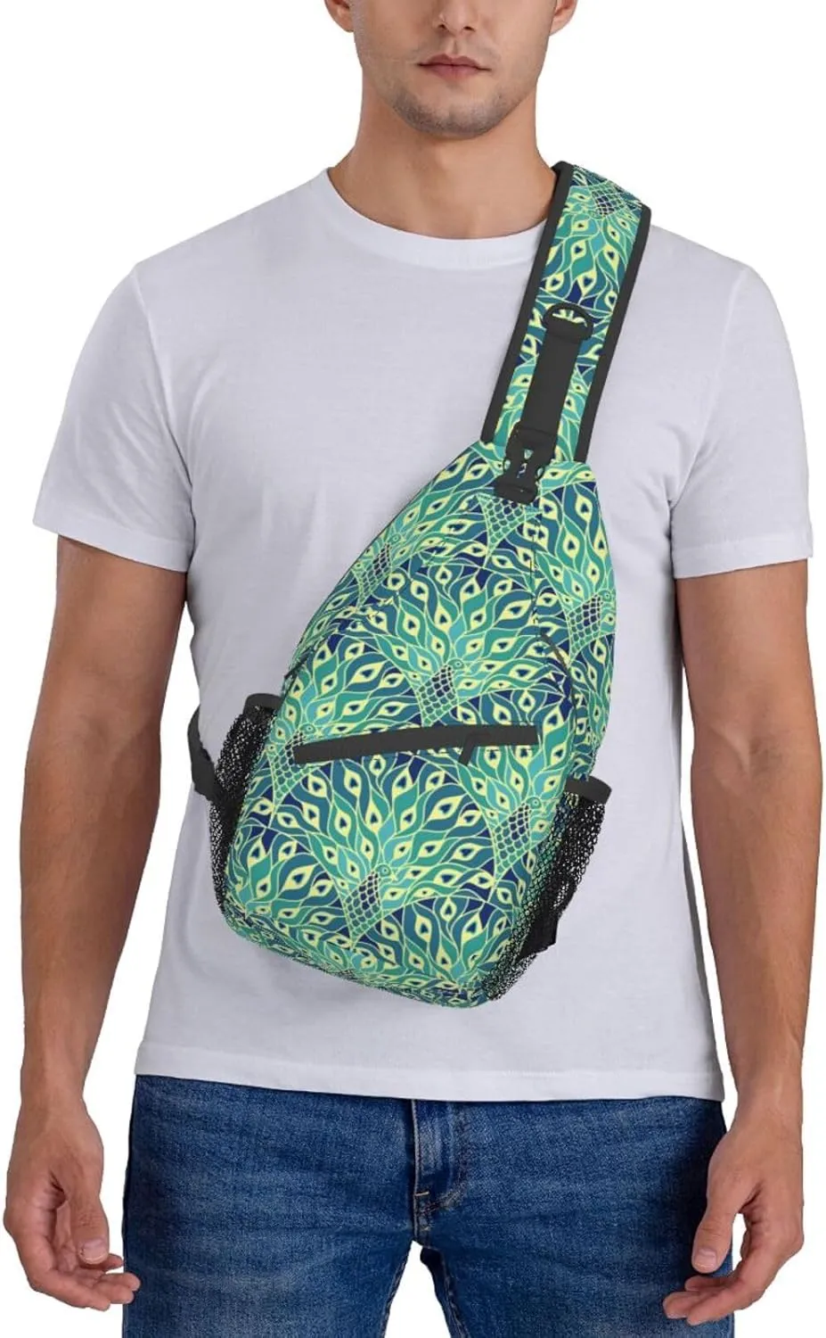 Peacock Crossbody Bag Women Shoulder Bag Backpack Cute Sling Bag Chest Casual Daypack Feather Bag Outdoor