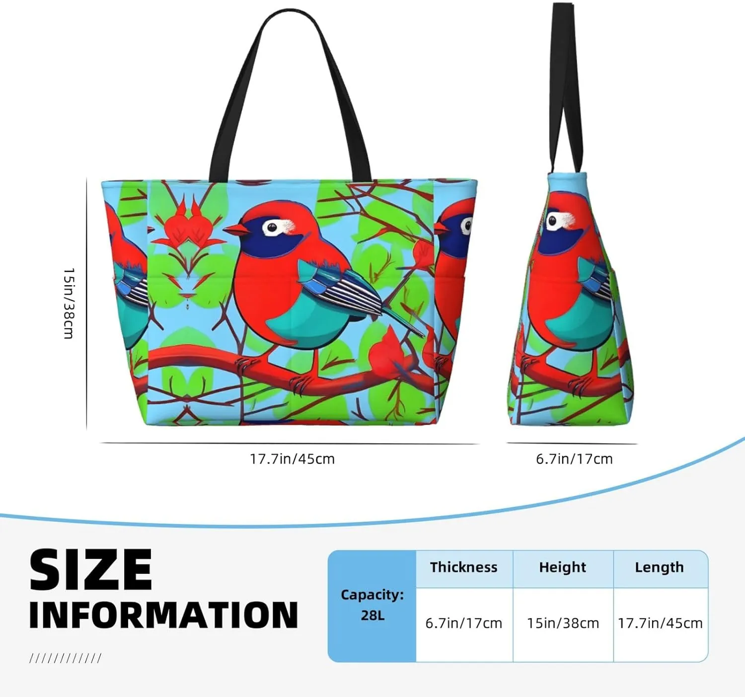 Peacock Flowers Spacious Large Capacity Beach Travel Bag - Foldable Beach Bag Tote Bag With Zipper