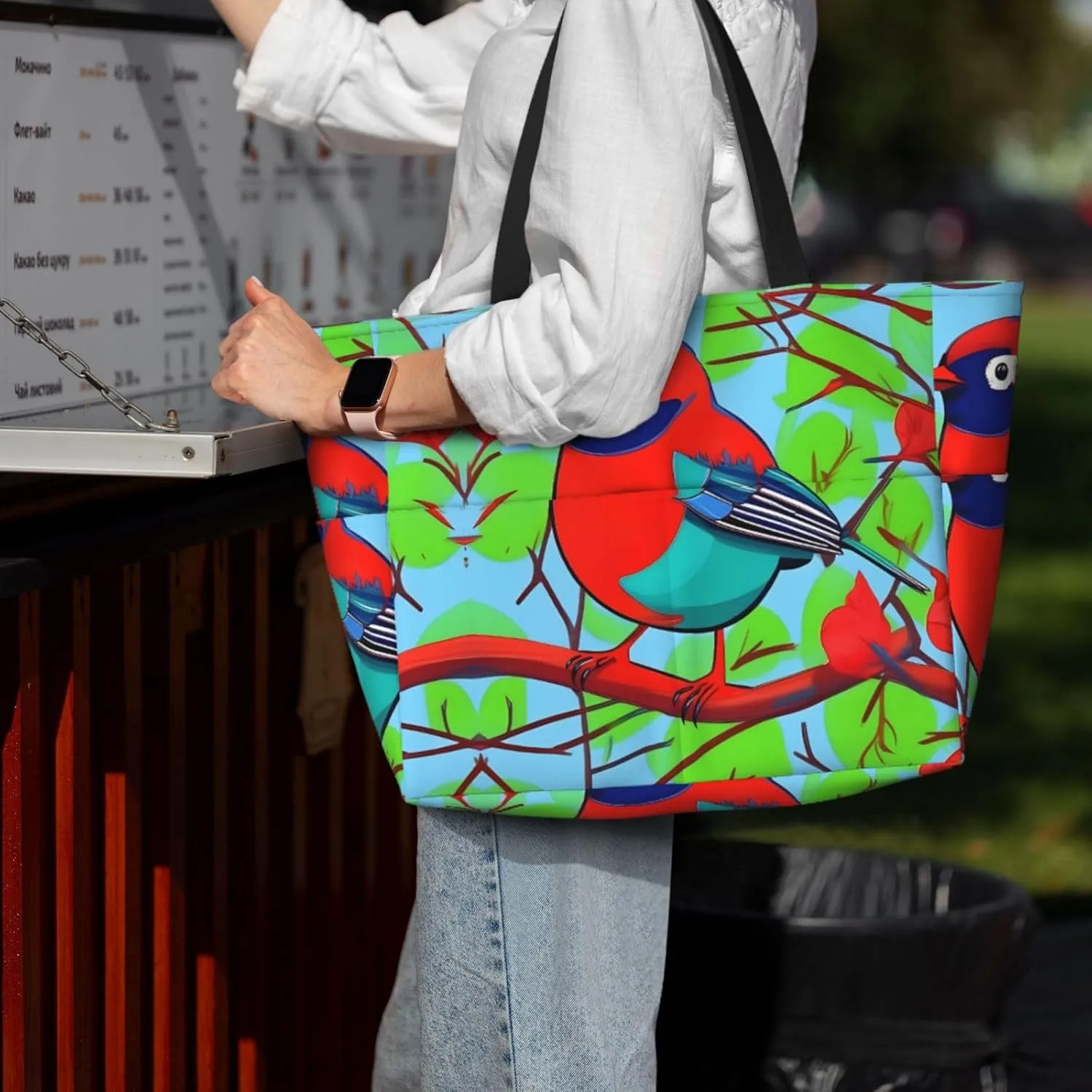 Peacock Flowers Spacious Large Capacity Beach Travel Bag - Foldable Beach Bag Tote Bag With Zipper