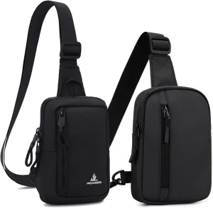 Peicees Pack of 2 Small Crossbody Bags for Men Women Mini Sling Bag Travel Running Phone Daypack Cross Body Shoulder Bags, Black and Black