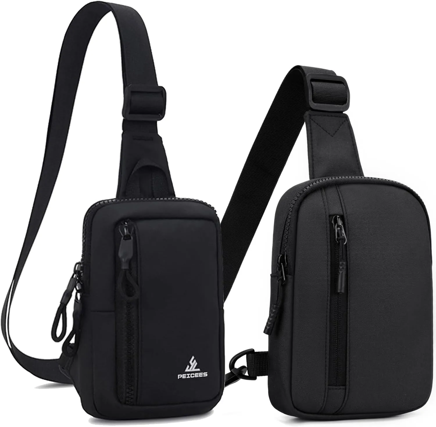 Peicees Pack of 2 Small Crossbody Bags for Men Women Mini Sling Bag Travel Running Phone Daypack Cross Body Shoulder Bags, Black and Black