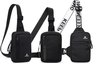 Peicees Pack of 3 Small Crossbody Bag for Men Women Mini Sling Bag Travel Running Phone Daypack Cross Body Shoulder Bags, Black and Black and Black