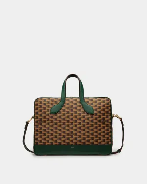 Pennant Briefcase In Desert TPU And Kelly Green Leather
