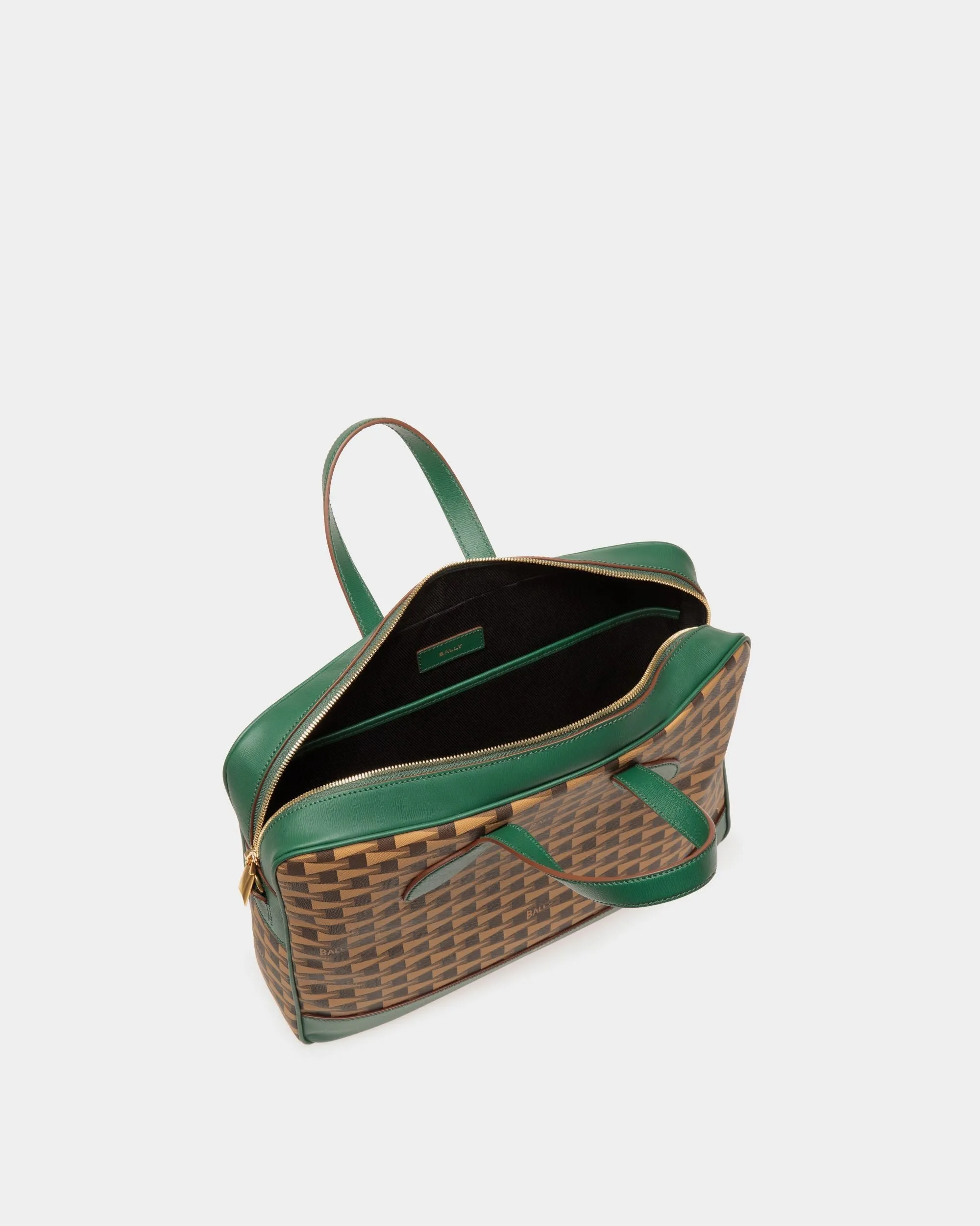 Pennant Briefcase In Desert TPU And Kelly Green Leather