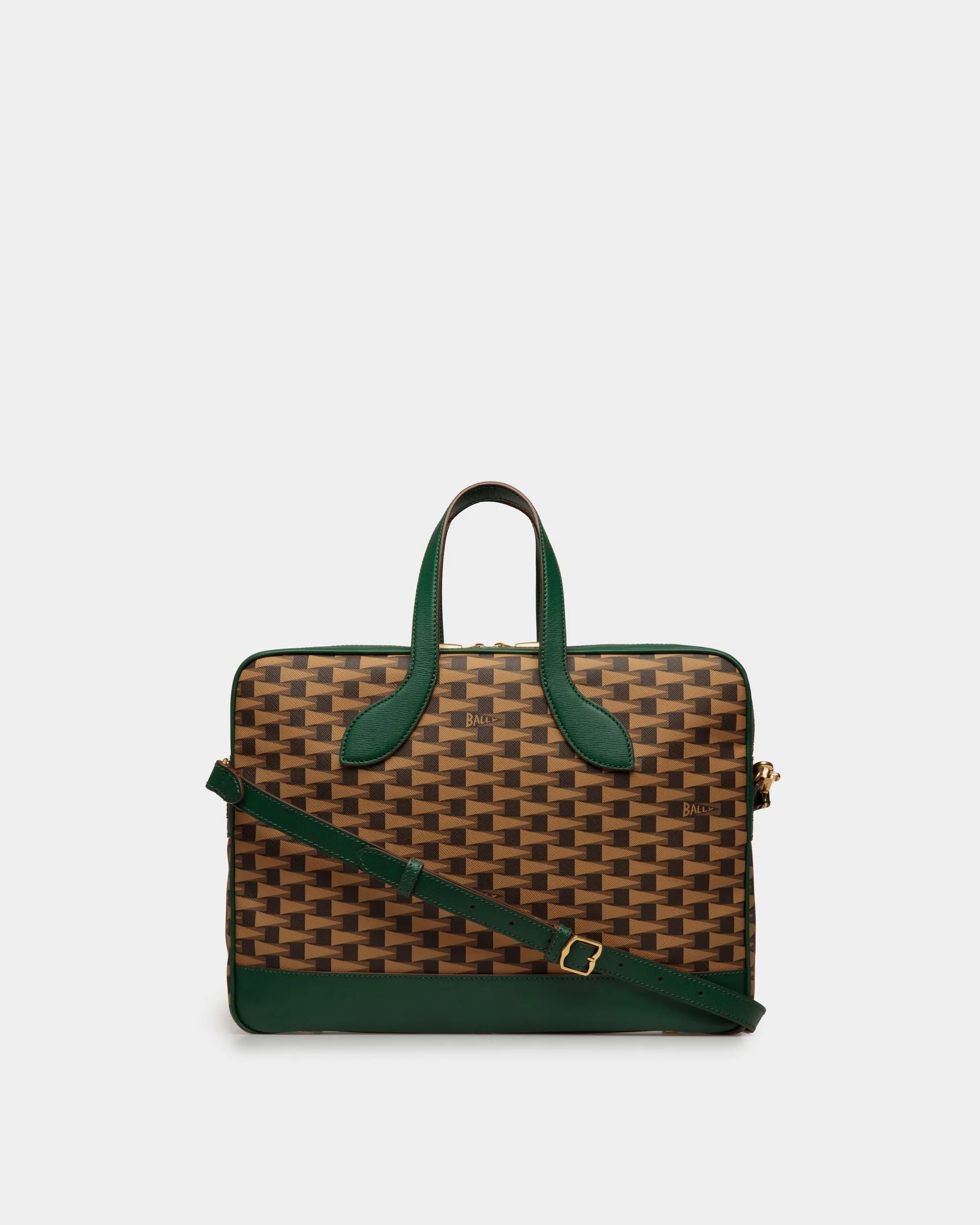 Pennant Briefcase In Desert TPU And Kelly Green Leather