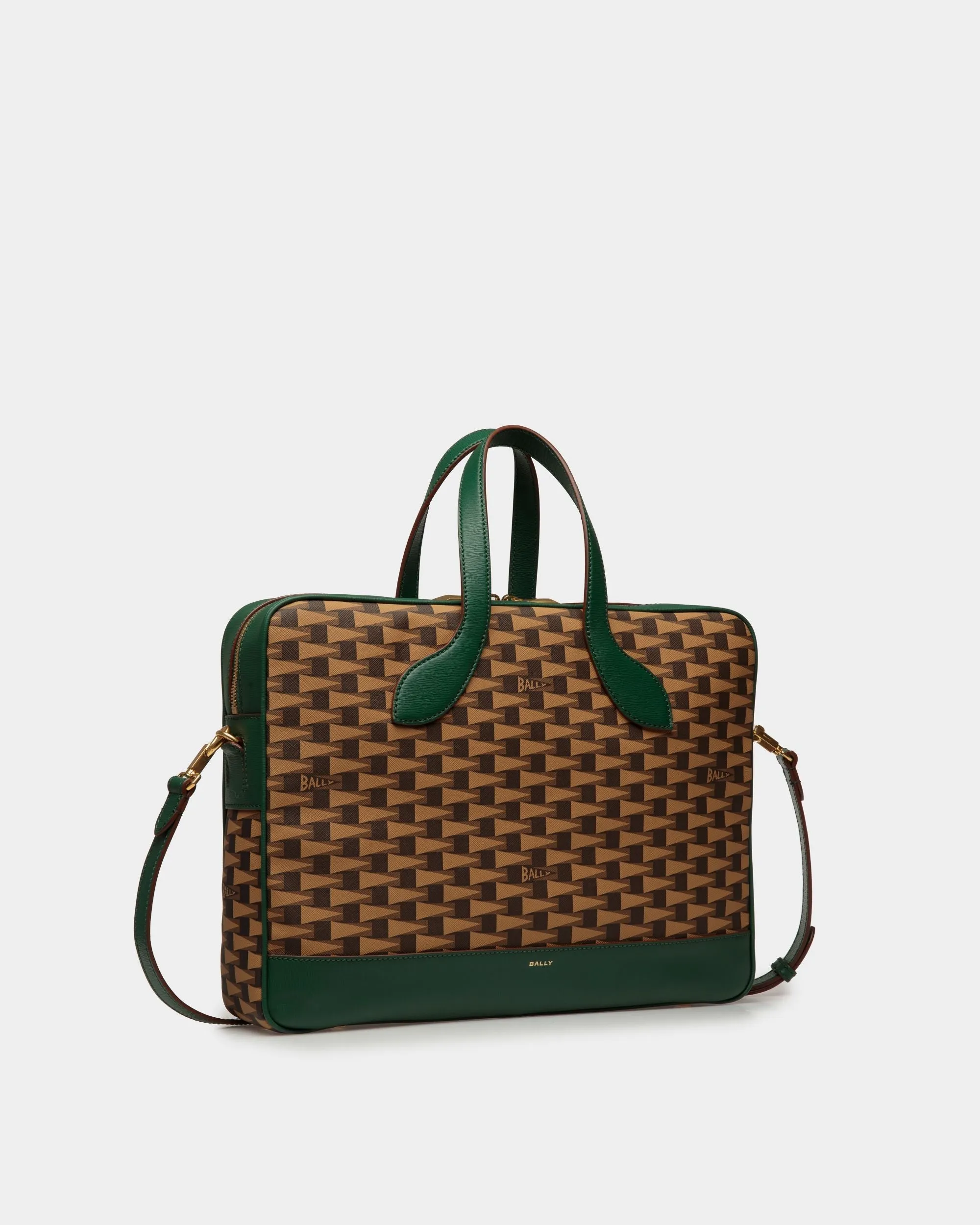 Pennant Briefcase In Desert TPU And Kelly Green Leather