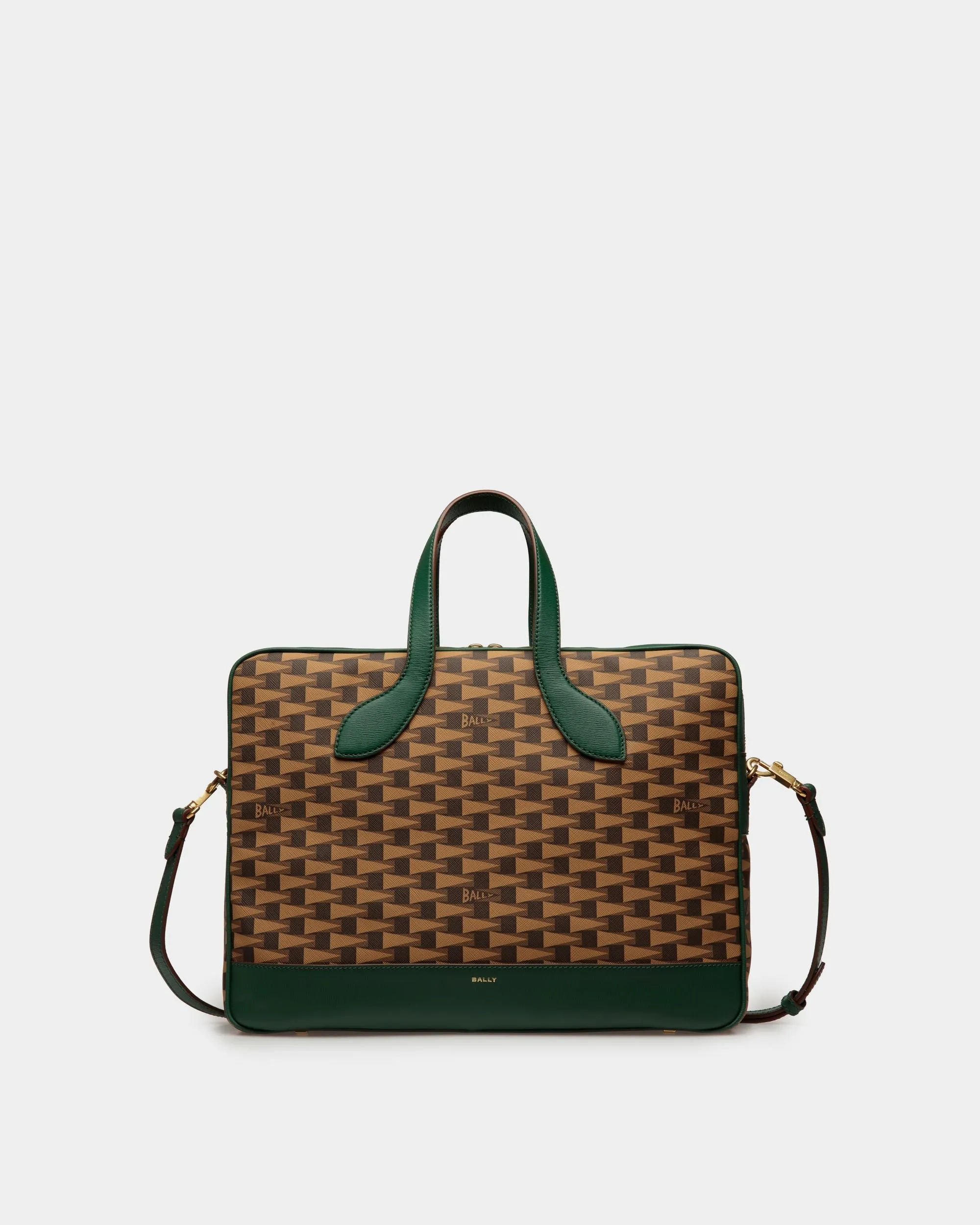 Pennant Briefcase In Desert TPU And Kelly Green Leather