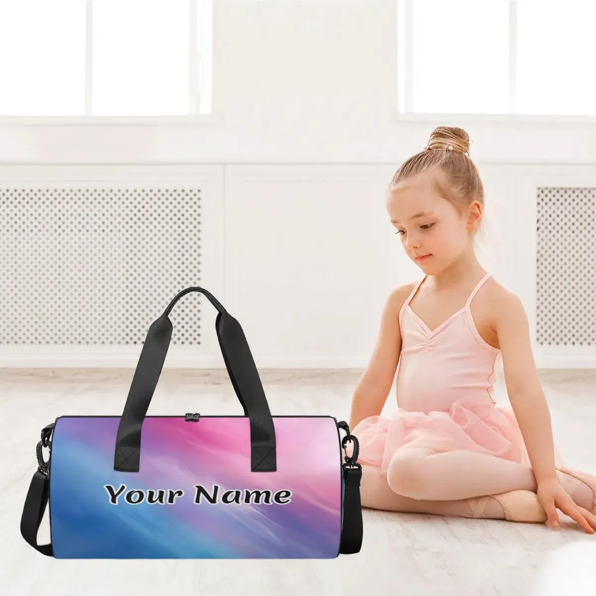 Personalized Duffel Bag for Women, Custom Colorful Multicolour Gym Bag for Sports, Waterproof Dance Bag with Name, Lightweight Carryon Gym Bag, Rainbow