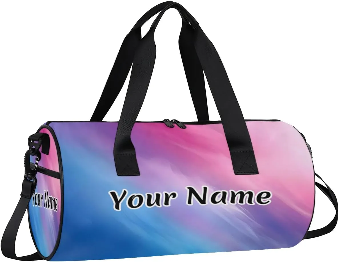 Personalized Duffel Bag for Women, Custom Colorful Multicolour Gym Bag for Sports, Waterproof Dance Bag with Name, Lightweight Carryon Gym Bag, Rainbow