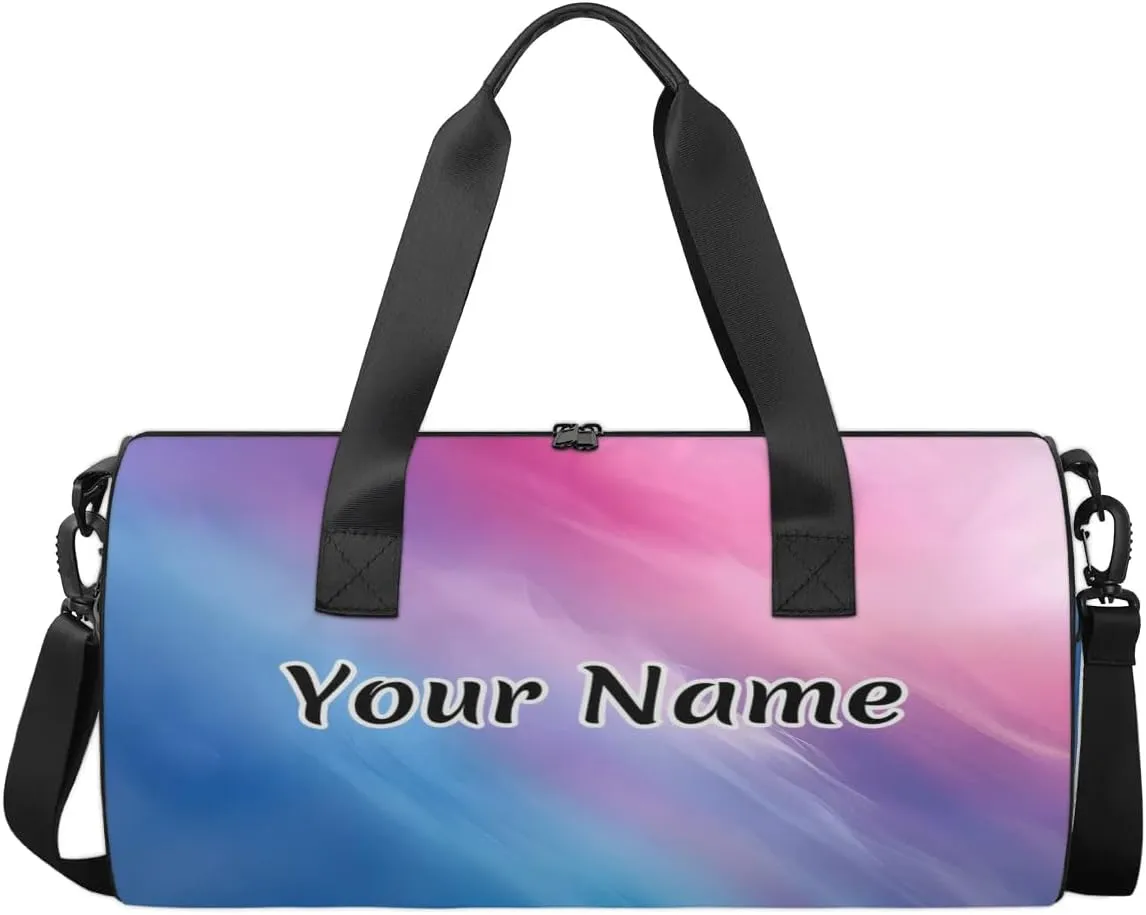 Personalized Duffel Bag for Women, Custom Colorful Multicolour Gym Bag for Sports, Waterproof Dance Bag with Name, Lightweight Carryon Gym Bag, Rainbow