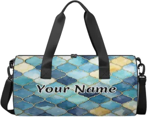 Personalized Duffel Bag for Women, Custom Mermaid Scale Gym Bag for Sports, Waterproof Dance Bag with Name, Lightweight Carryon Gym Bag, Abstract