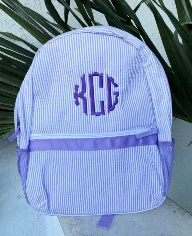 Personalized Seersucker Backpacks