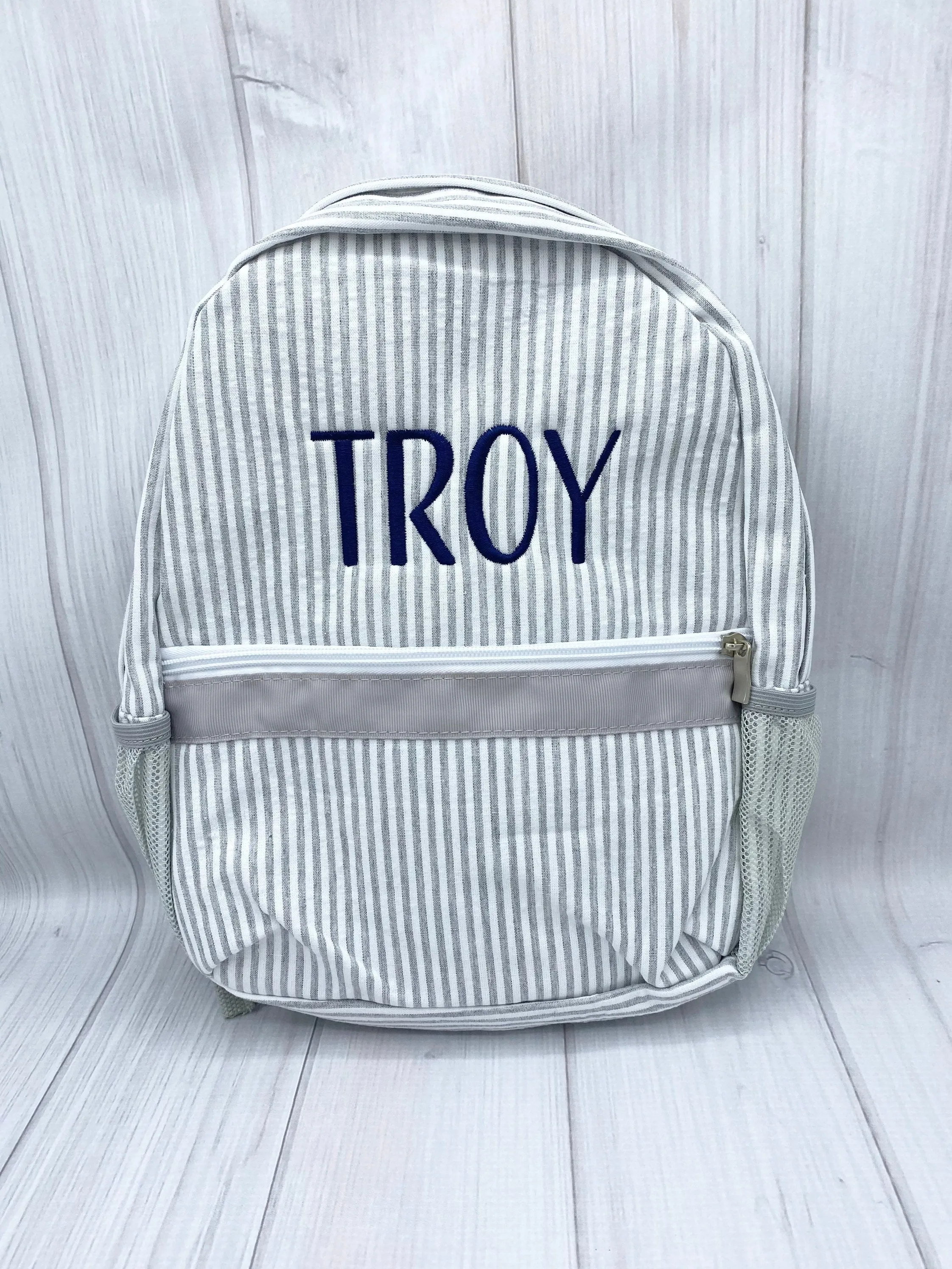 Personalized Seersucker Backpacks