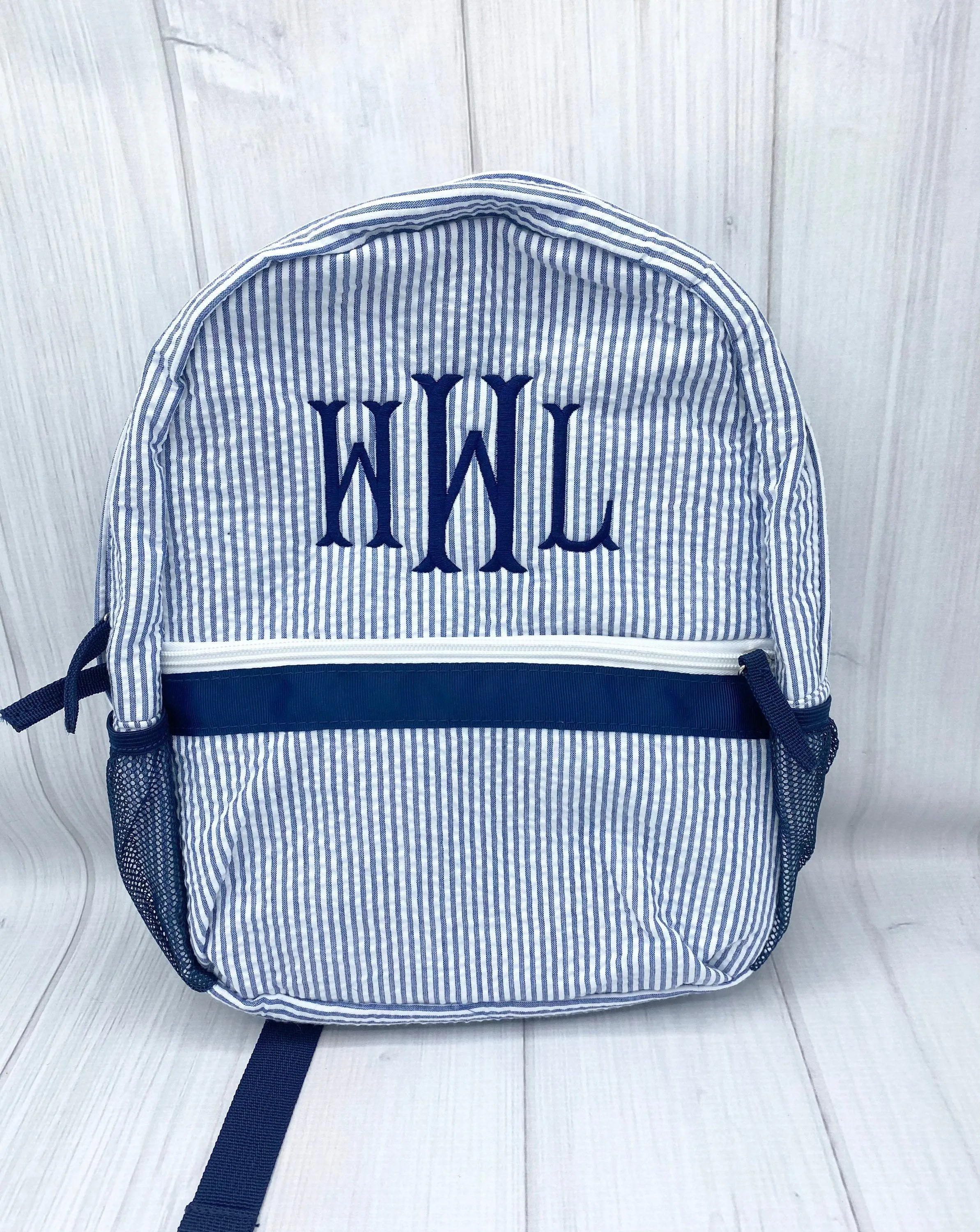 Personalized Seersucker Backpacks