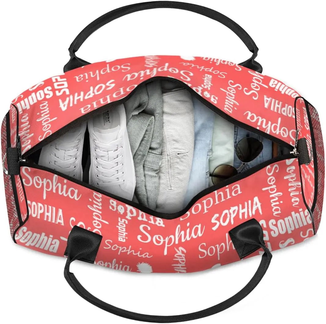 Personalized Travel Duffel Bag for Cheerleader, Custom Cheer Gym Bag Sport Bag, Cheerleading Weekender Overnight Bag for Women Gifts for Birthday Brides, Coral Red