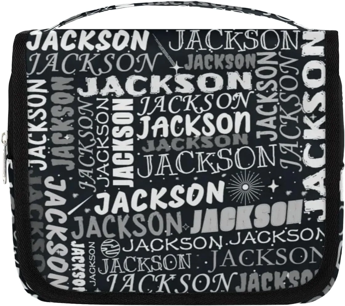 Personalized Travel Makeup Bag Cosmetic Bag for Woman Men,Custom Hanging Toiletry Makeup Bag with Handle Great DIY Gift for Boys and Girls Black Grey
