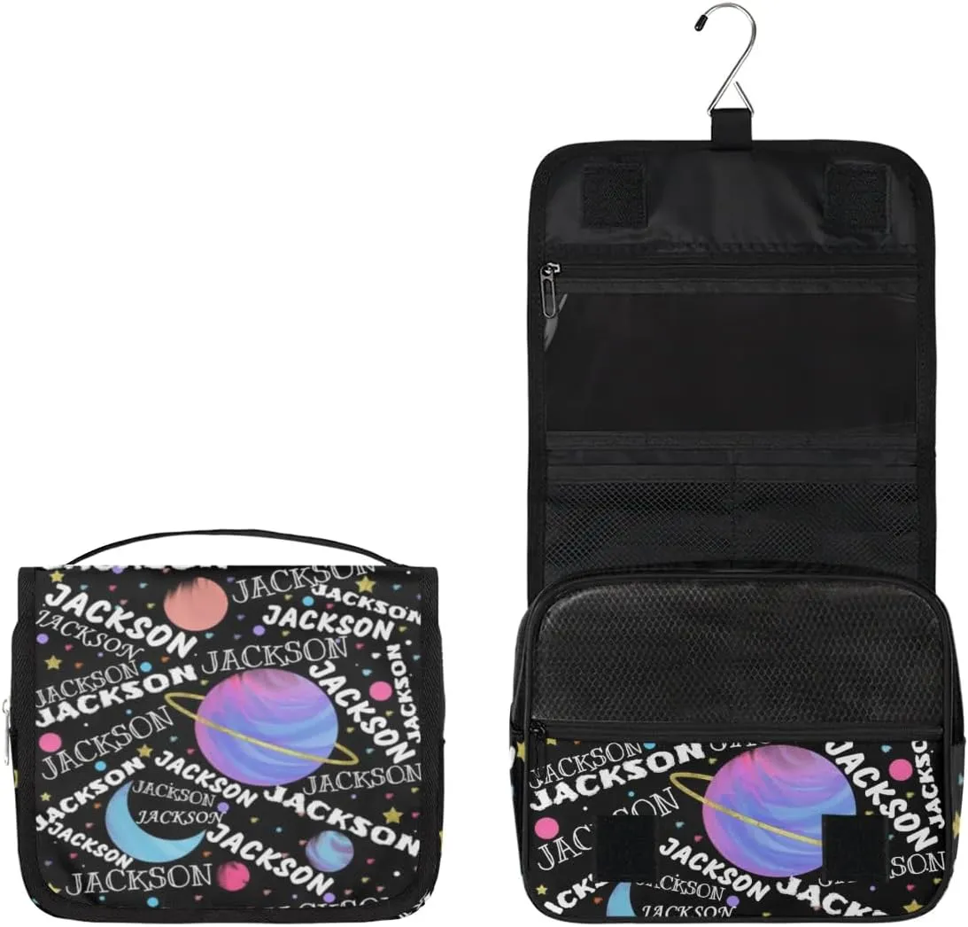 Personalized Travel Makeup Bag Cosmetic Bag for Woman Men,Custom Hanging Toiletry Makeup Bag with Handle Great DIY Gift for Boys and Girls Planet Moon