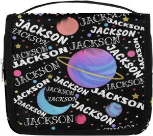 Personalized Travel Makeup Bag Cosmetic Bag for Woman Men,Custom Hanging Toiletry Makeup Bag with Handle Great DIY Gift for Boys and Girls Planet Moon
