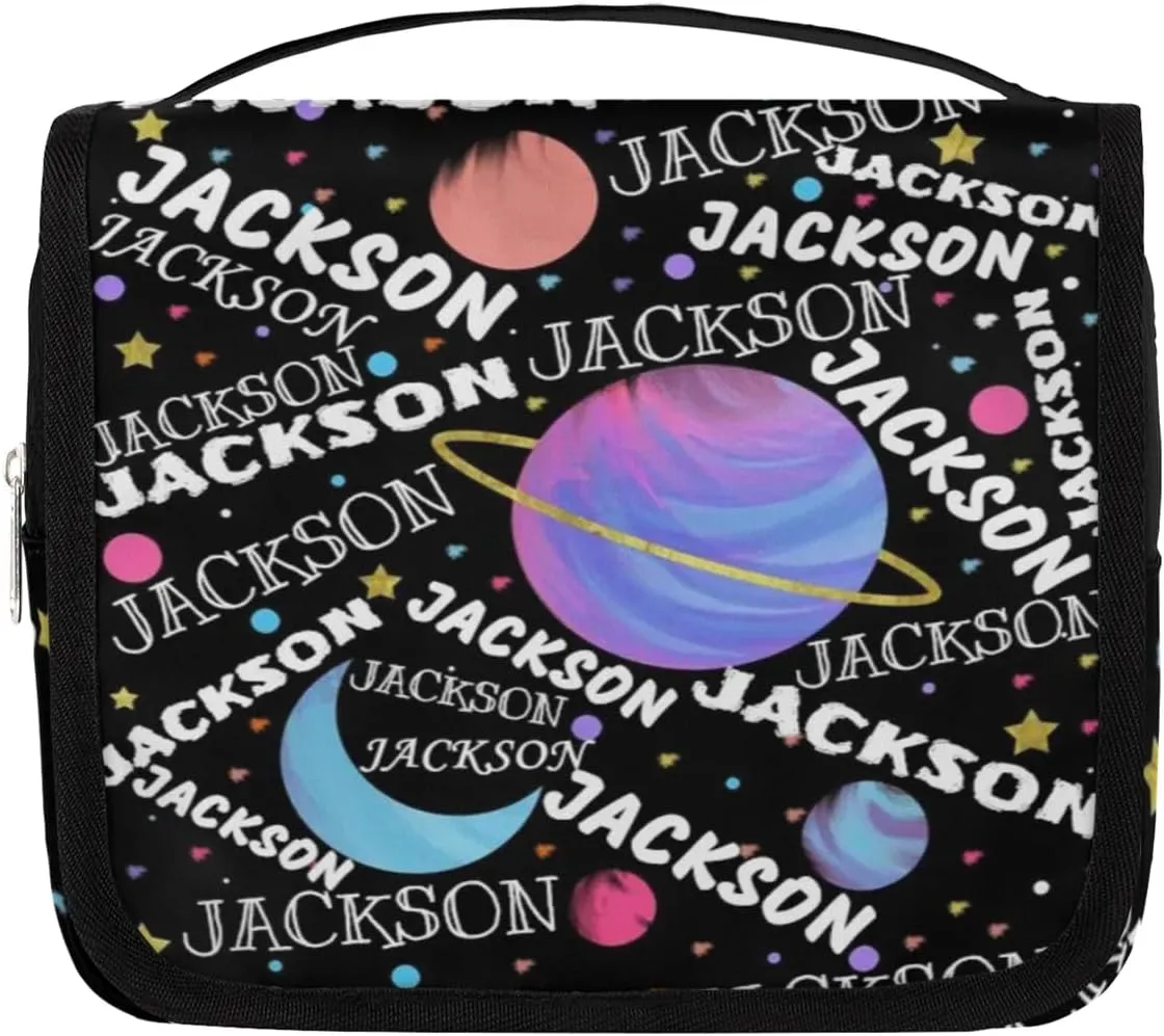 Personalized Travel Makeup Bag Cosmetic Bag for Woman Men,Custom Hanging Toiletry Makeup Bag with Handle Great DIY Gift for Boys and Girls Planet Moon