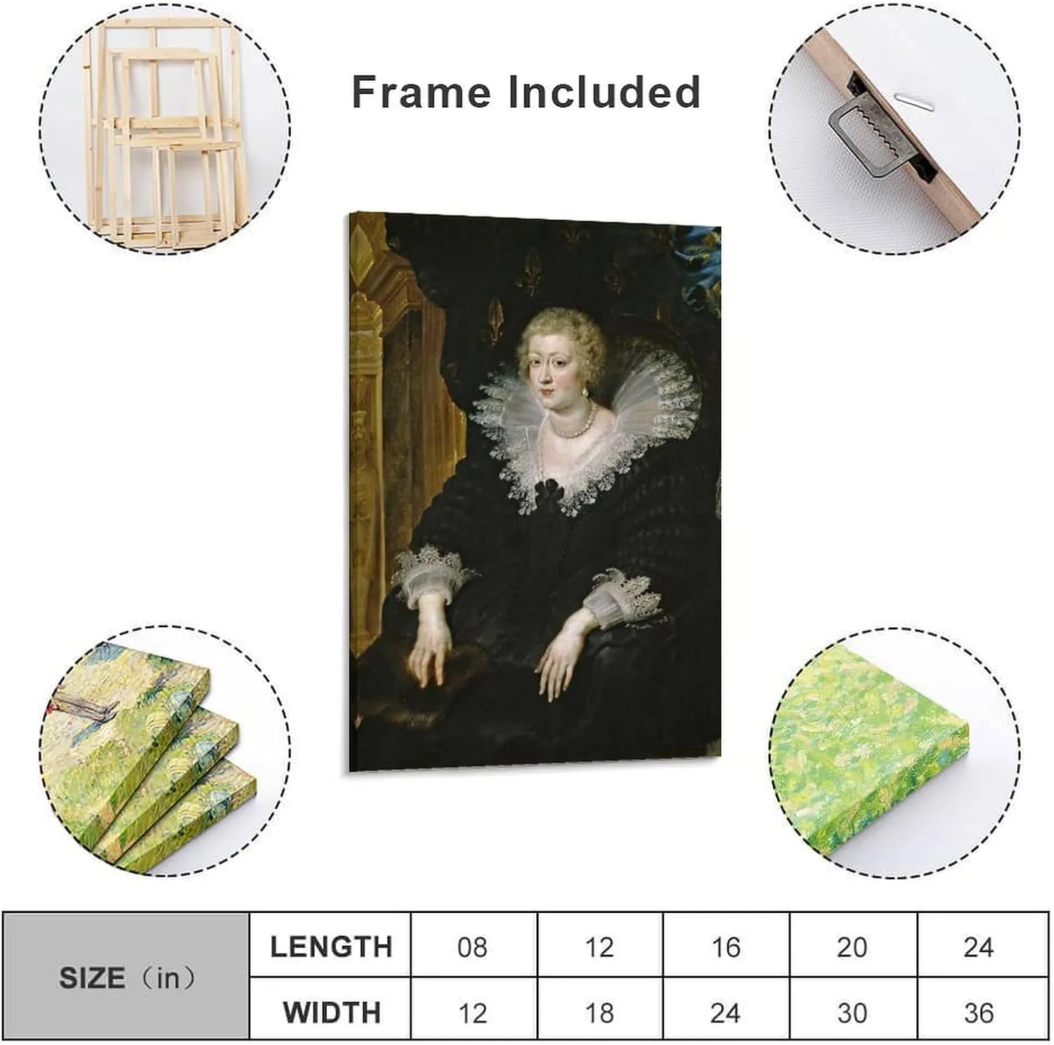 Peter Paul Rubens Poster Anna of Habsburg Queen of France Canvas Wall Art Poster Decorative Bedroom Modern Home Print Picture Artworks Posters 24x36inch(60x90cm)