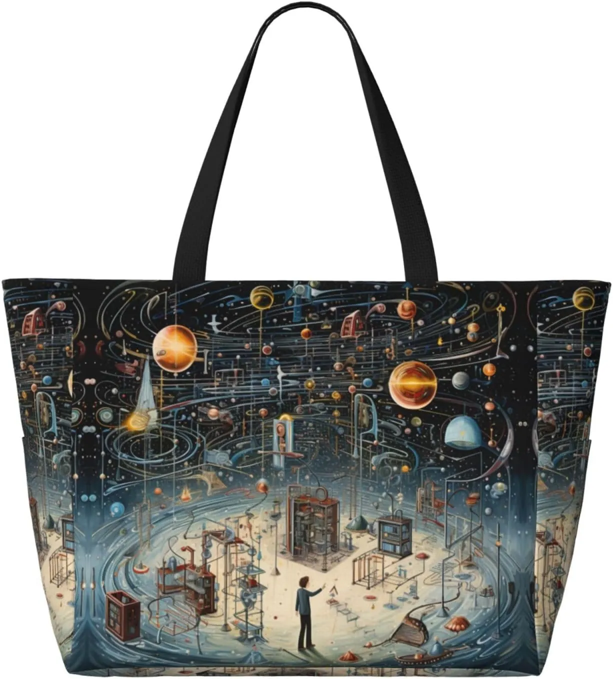 Physics Print Extra Large Tote Bag For Women,Foldable Beach Bag With Pocket Weekender Travel Overnight Bag