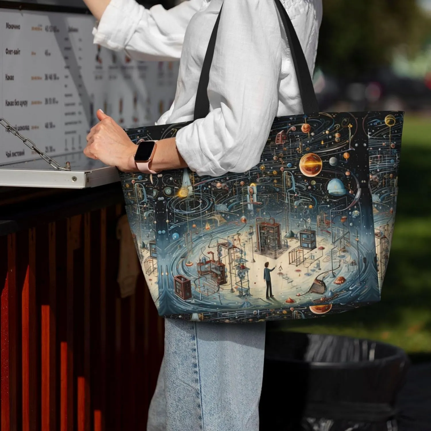 Physics Print Extra Large Tote Bag For Women,Foldable Beach Bag With Pocket Weekender Travel Overnight Bag