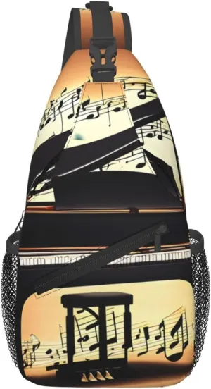 Piano Violin and Music Notes Foldie Crossbody Bag - Durable Small Sling Bag and Anti Theft Crossbody Bags for Men and Women