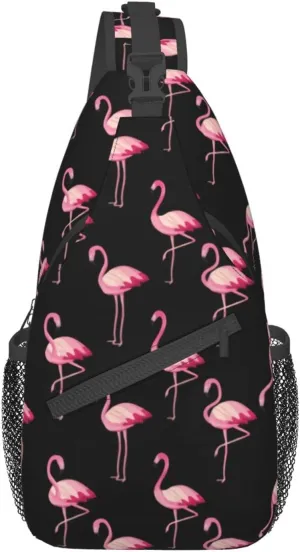 Pink Flamingo Sling Bag Chest Bags Crossbody Shoulder Backpack Travel Hiking Daypack For Men Women