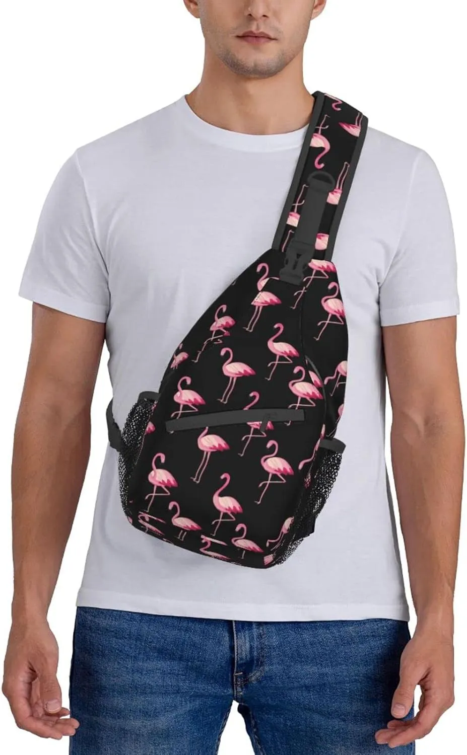 Pink Flamingo Sling Bag Chest Bags Crossbody Shoulder Backpack Travel Hiking Daypack For Men Women