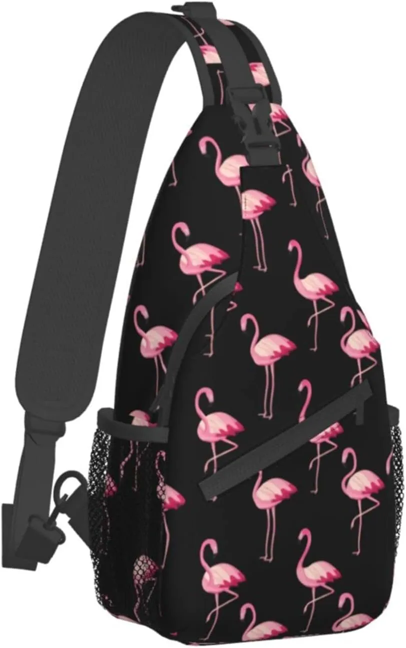 Pink Flamingo Sling Bag Chest Bags Crossbody Shoulder Backpack Travel Hiking Daypack For Men Women