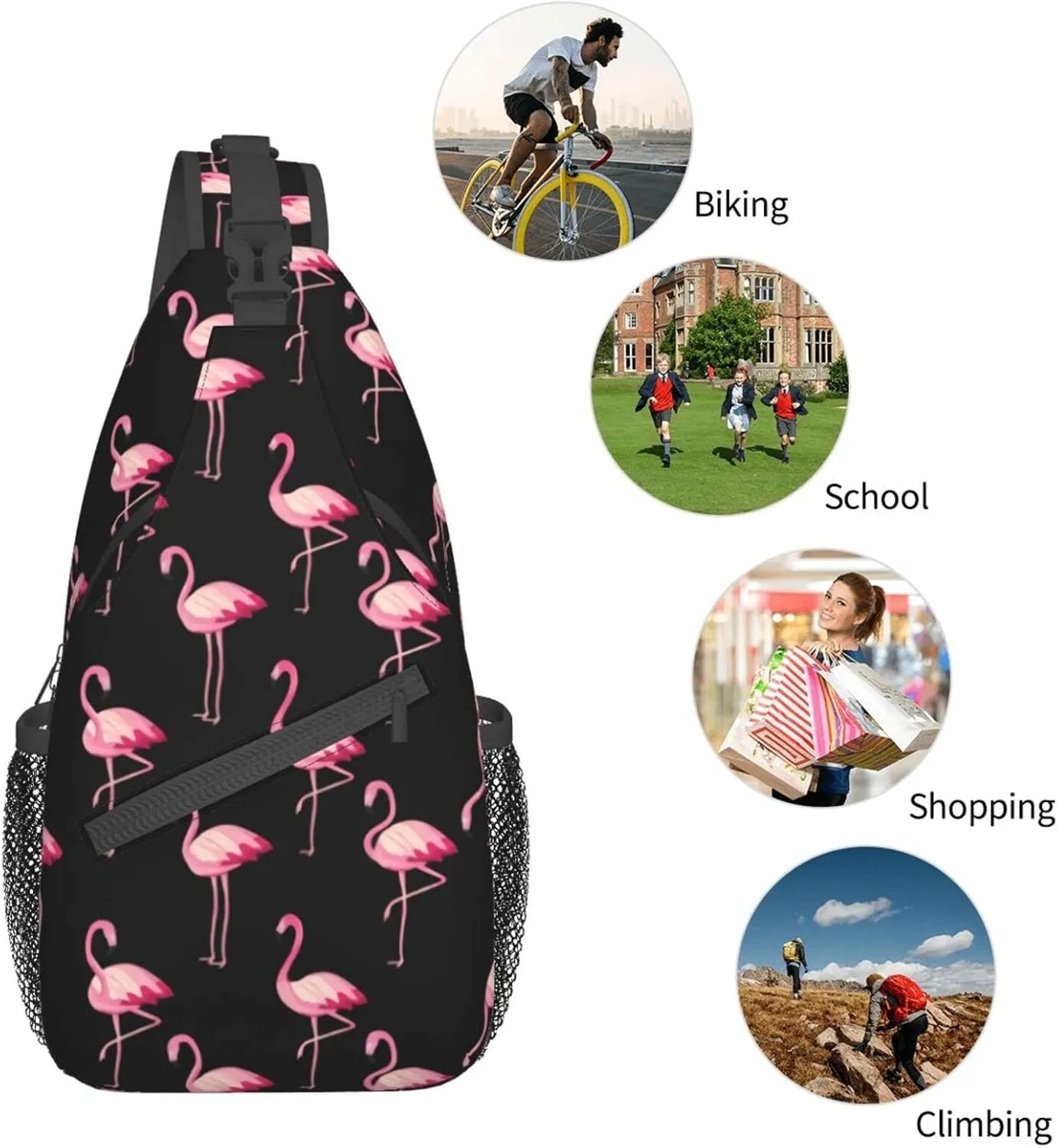 Pink Flamingo Sling Bag Chest Bags Crossbody Shoulder Backpack Travel Hiking Daypack For Men Women