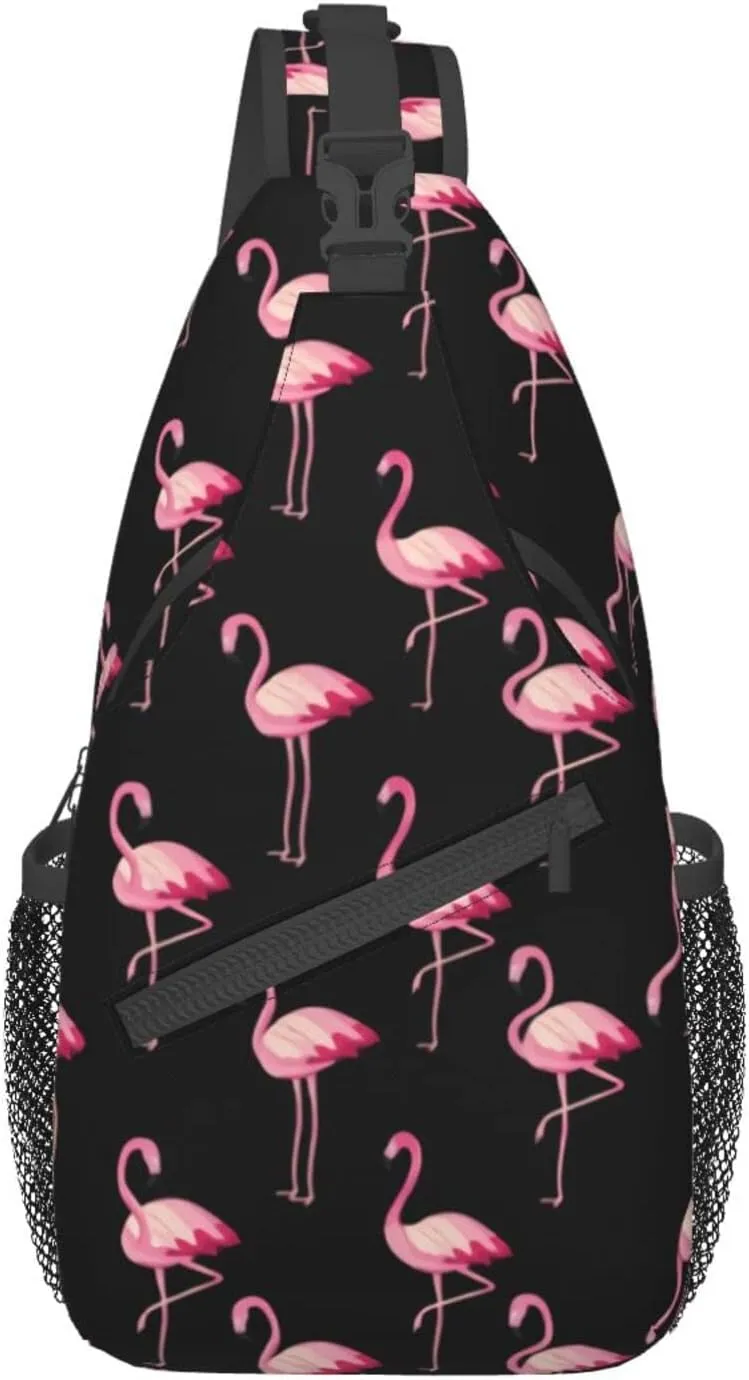 Pink Flamingo Sling Bag Chest Bags Crossbody Shoulder Backpack Travel Hiking Daypack For Men Women