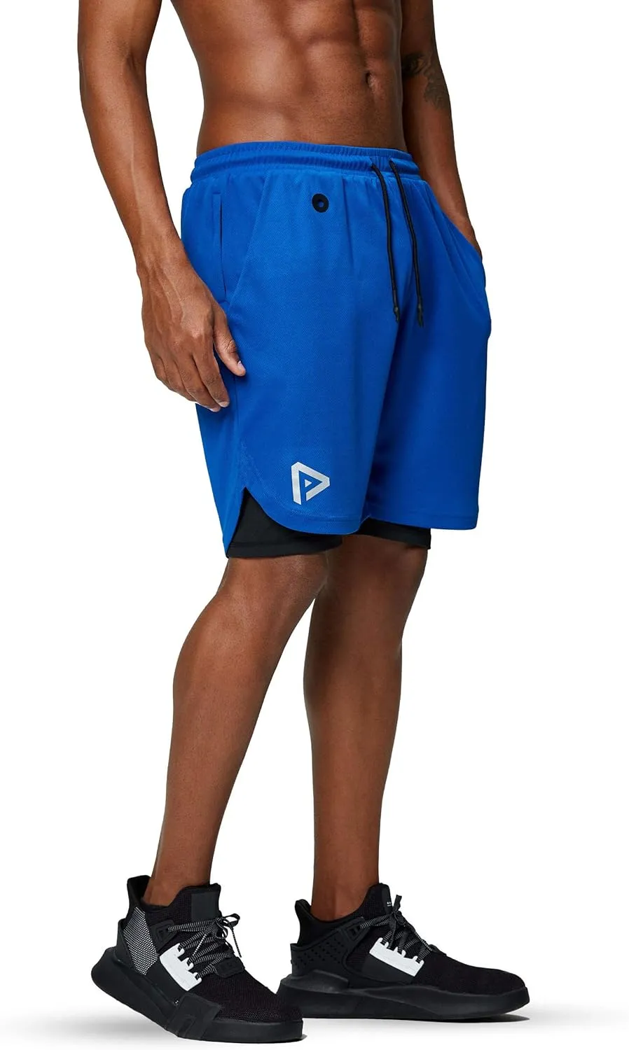 Pinkbomb Men's 2 in 1 Running Shorts Gym Workout Quick Dry Mens Shorts with Phone Pocket