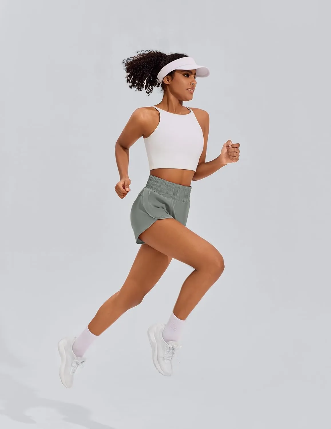 PINSPARK Women's Athletic Shorts for Gym Workout Running Short with High Waisted Zip Pockets